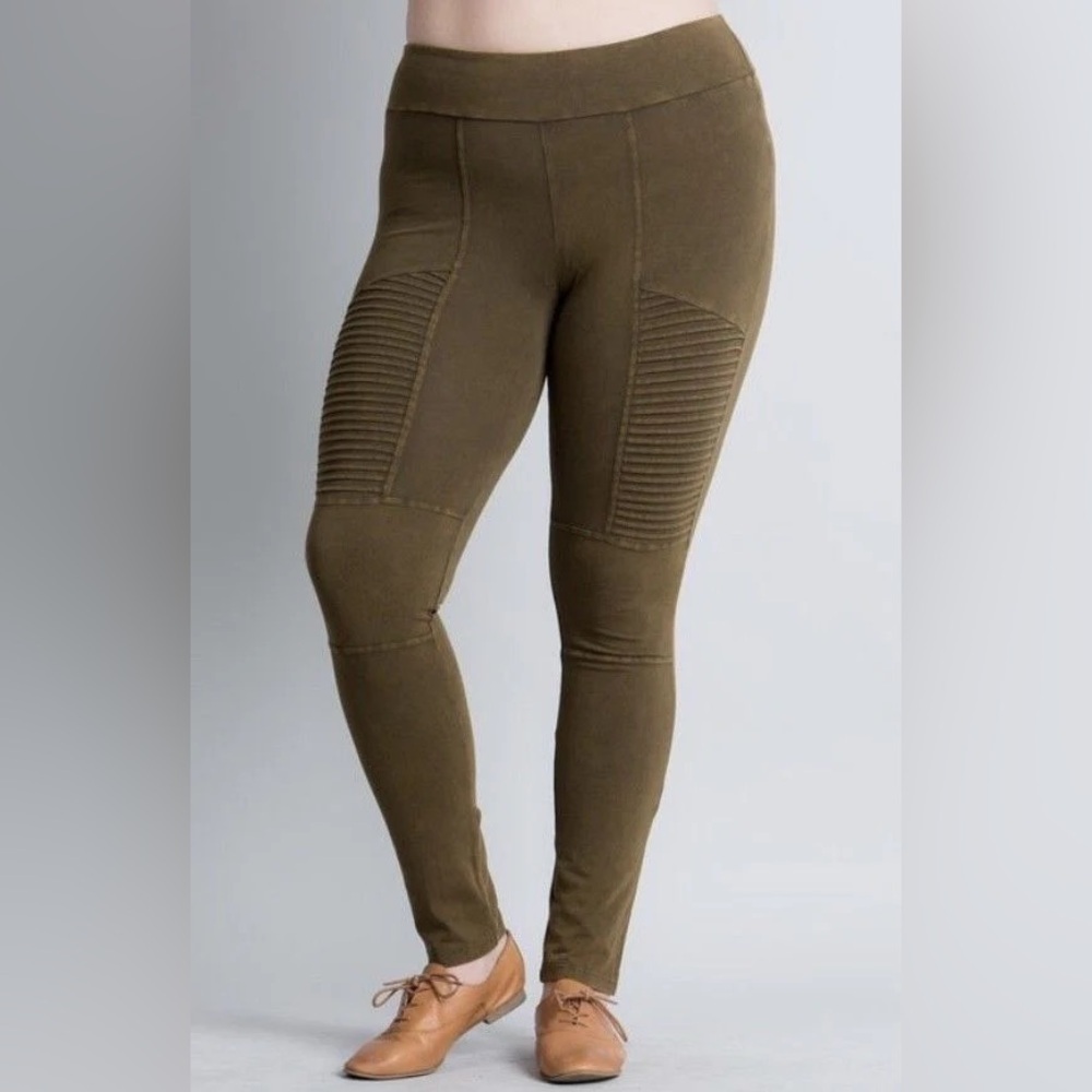 BP. Nordstrom Olive Green Washed Moto Leggings- Size 2X